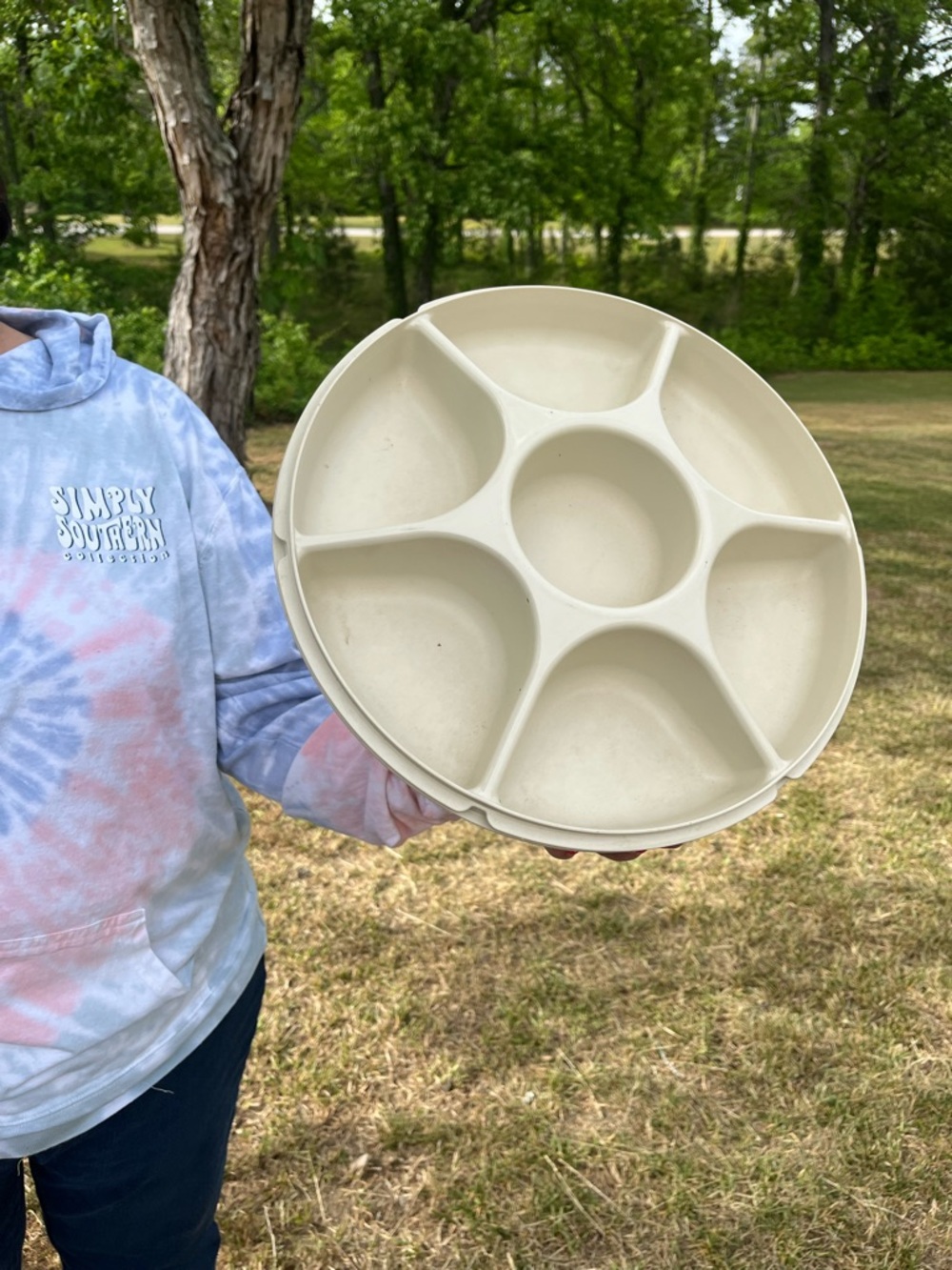 Tupperware Cream Divided Serving Tray